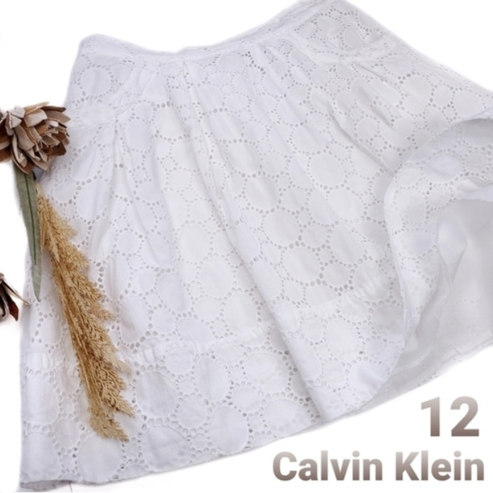 Calvin Klein 100% Cotton Circular Eyelet Skirt with Pockets-Size 12 RARE FIND - Picture 6 of 13
